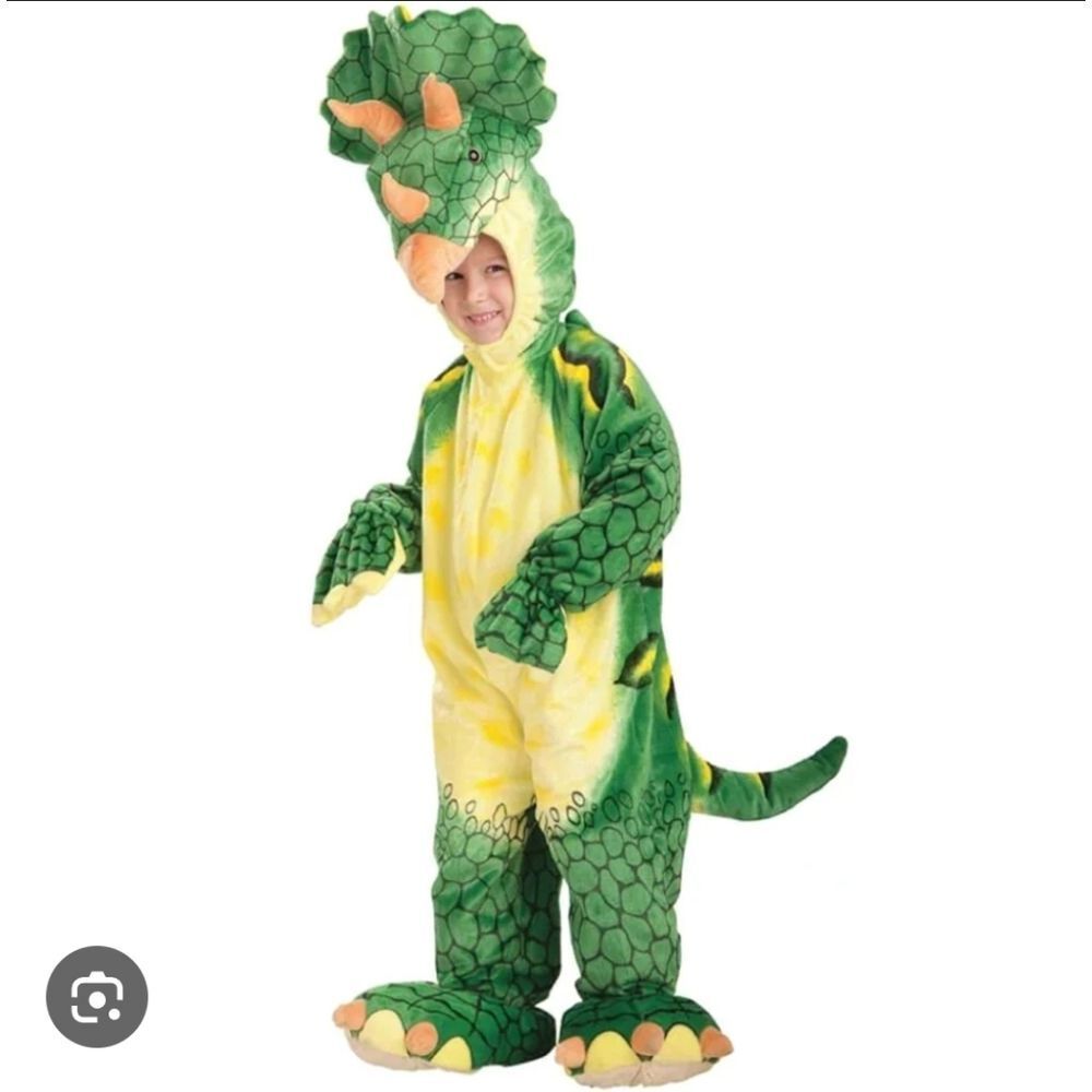 Kids Dinosaur Costume - Green and Yellow Toddler Size (2/3) Years Preowned